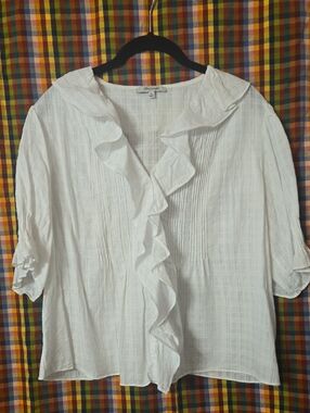 Madewell Ruffle Blouse Sz XL White